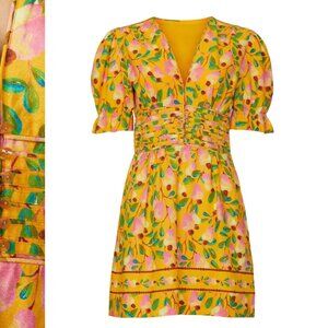 Farm Rio Mini Cashew Mini Dress, Yellow, Size M